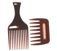 Generic 2pcs Set Hair Styling Comb Brush Wide Comb for Wavy Hair Afro Hair Pick Hair Combs for Men Fade Comb Hair Picks for Curly Hair Highlighting Double Coffee Plastic