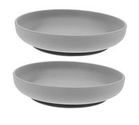 Generic 2pcs Silicone Suction Cup Plates for Seniors Adaptive Anti-Spill Dinnerware with Stable Base for Disabled and Elderly Self-Feeding Easy Clean Dark Grey Bowls for Home and Care Use