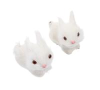 Generic 2pcs Simulation Bunny Doll Mini Plushies Stuffed Animals for B Mini Christmas Ornaments for for Babies Stuffed Bunny White Plastic