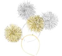 Generic 2pcs Sparkling Tinsel Pom Pom Headbands Silver and Gold Bopper Headbands Party Hair Accessories for Women Birthday, Wedding, and New Year Celebrations