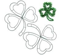 Generic 2pcs St Patrick’s Day Green Shamrock Iron Wreath Frame 31cm DIY Wall Hanging Metal Ring for Irish Holiday Decorations
