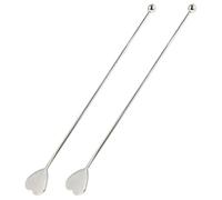 Generic 2pcs Stainless Steel Cocktail Swizzle Sticks Drink Stirrers Bar Tools Decorative Juice and Wine Stirring Sticks for Home and Party Use