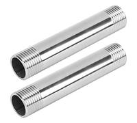 Generic 2Pcs Stainless Steel Equal Diameter Threaded Pipe Fittings Impact Resistant for Plumbing and Hardware 10cm (4 Points Extra Wire Extension Rod 10cm)