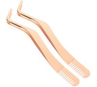 Generic 2pcs Stainless Steel Eyelash Tweezer Comb with Lash Applicator Tool Rose Gold, Precision Lash Extension Tweezer Comb for Beginners and Professional Makeup Use