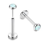 Generic 2Pcs Titanium Helix Piercing Jewelry, Hypoallergenic & Nickel-Free, 16g, 2 Count, Clear with Opal, Push Fit, Implant Grade, Piercing Jewelry