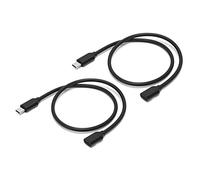 Generic 2PCS Type C Male to Female Extension Cable PD Power Connector Strong Performance for Various Devices Black (1.5m / 4.9ft)