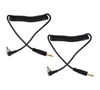 generic 2pcs Universal 3.5mm to Male Flash PC Sync Cable Coiled Cord with Screw Lock for Digital Cameras