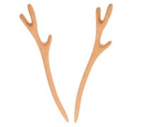 Generic 2pcs Vintage Chinese Peach Wood Hair Sticks for Women Decorative Antler Hair Chopsticks Long Bun Holder Ethnic Style Accessories for Updos