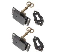 Generic 2pcs Vintage Latch Furniture Locks with Iron Plating Zinc Alloy Construction Classical Antique Style Decorative Replacement for Old Lock Repair The Antique Box