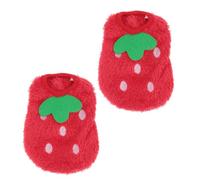 Generic 2pcs Warm Dog Winter Costume Red Coral Fleece Puppy Apparel Easy to Put on Decorative Pet Dog Coat for Pets Costume Unique Style and Breathable Material