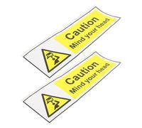 Generic 2pcs Watch Your Head Signs Caution Stickers Pvc Material Easy Installation Safety for Workshops and Workplace