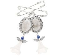 Generic 2pcs Wedding Bouquet Photo Frame Charms with Brooch Pins, DIY Memorial Picture Pendants for Bridal Keepsake, Random Gemstone Colors, Suitable for Wedding Memory Crafts Random Color