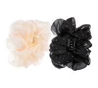 Generic 2pcs Women Hair Claws with Chiffon Bow Design Lightweight Plastic Hair Clips Stylish Rhinestone Jaw Clips for Festival or Mother's Day Accessories