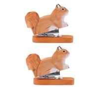 Generic 2pcs Wood Squirrel Mini Stapler Set - Hand-Carved Compact Animal Stapling Tool for Office Desk and Classroom Use, Cute Wooden Desktop Stapler for Crafts and Creative Stationery