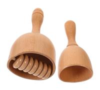 Generic 2pcs Wooden Handheld Massage Roller Cups Portable Body Massager with Cup Design for Breaking Down Tightness and Back Massage Tool