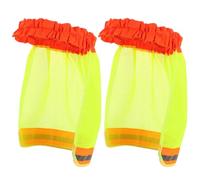 Generic 2pcs Yellow Mesh Hat Cover with Reflective Strip, Full Brim Sun Shade and Neck Shield, Foldable Chemical Fiber Fabric for Working Outdoors Helmets
