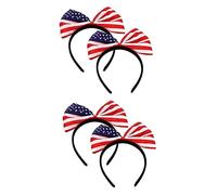 Generic 2sets American Flag Headband Hair Band Flags Red White and Royal Decorations Bandana Flag Garland Red Headband Hair Bow Headbands for Independence Day Cosplay Headbands 2pcs*2