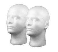 Generic 2x Male Foam Mannequin Head, Model Hat Show Display Stand, White