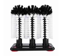 Generic 3 Brushes Bar Glass Washer, Durable Plastic Base with Nylon Bristles, Swivel Heads for Cocktail Wine Water Cups, Suction Cup Base