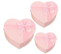 Generic 3 Heart-Shaped Gift Boxes With Covers, Valentine Gift Packaging With Elegant Bow, Beautiful Heart Box For Flowers, Sweets, Strawberries, And More