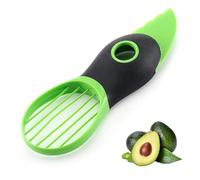 Generic 3 in 1 Avocado Cutter Slicer, Multifunctional Fruit Tool, Green, TPR+PP, Plastic Blades, 19.5x6cm, TPR Handle