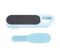 Generic 3 in 1 Foot File Toe Cleaner Exfoliating Dead Skin Remover for Shower Travel Compact Silicone Brush (Blue)