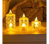 Generic 3 Pack LED Tea Light Candles, Mix Color, Battery Operated, Realistic and Bright Crystal Flameless Candle Light, Ideal for Home, Garden, Wedding, Parties and Festive Occasions