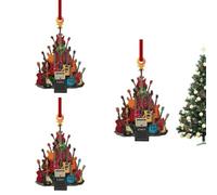 Generic 3-Pack Rockin' Around the Christmas Tree Guitar Ornaments | 2D Acrylic Music-Themed Hanging Pendant Christmas Decor