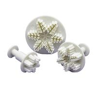 Generic 3 Pcs White Snowflake & Flower Shape Embossing Plunger Fondant Cake Biscuit DIY Craft Tool Practical Design & Durable