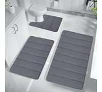 Generic 3 Piece Bathroom Rug Set Extra Absorbent Comfortable Soft & Dry Bath Mat Sets for Bathroom Washable Carpets Set with No Slip PVC Backing Machine Washable, Toilet Bath Mat Set