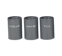 Generic 3 Piece Coffee Bean Container Set Tea Sugar Canisters Metal Humidity-Resistant Compact Practical Suitable for Study Organization, Gray