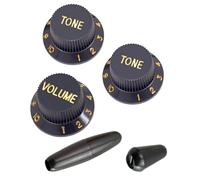Generic 3 Piece Guitar Single Tilt Handle, Volume Control Accessories, DIY Guitar Knob Replacement Parts, black and gold