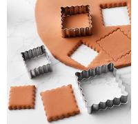 Generic 3-Piece Rectangle & Square Cookie Cutter Set, Stainless Steel, Multi-Shape (Rectangle, Door, Window, Flag), 3 Pieces
