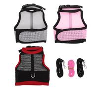 Generic 3 Sets Small Pet Harness and Leash for Rabbits, Squirrels, and Small Animals, Comfortable Mesh Cloth Vest, Lightweight and Easy to Put for Outdoor Activities