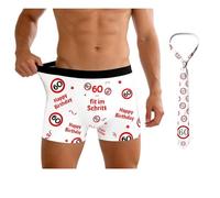 Generic 30-60th Birthday Man 18th Birthday Boy Birthday Gifts for Men - Boxer Shorts and Tie Red/White Design with Traffic Signs and Funny Sayings - Funny Gifts for Men