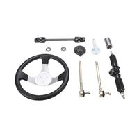 Generic 300mm Universal Kart Steering Wheel with Rack and Pinion, Sturdy Design for 110ml 125ml 140ml 150ml ATV UTV,Black