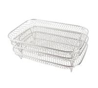 Generic 304 Stainless Steel Fryer Grilling Rack 3PCS Set Stackable Multi Layer Dehydrator Rack for Baking Dehydrating for Ovens Microwaves Dishwasher Safe (Rectangle)