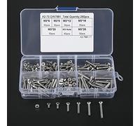 Generic 304 Stainless Steel Hex Socket Flat Head Screw Bolts Nuts Kit | -Resistant Fasteners for Machinery | 260pcs Set with Box