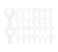 Generic 30Pcs Plastic Coffee Latte Stencils Reusable Templates for Cappuccino Hot Chocolate Cake and Cookie Decorating DIY Animal Patterns