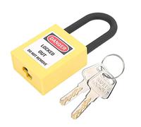 Generic 38mm Lockout Padlock with Dual Labels, Durable Nylon Security Device for Construction Sites, Electric Hydraulic Applications (Yellow)