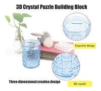 Generic 3D Crystal-pig Puzzle-diy Module for the Development of Logical Thinking and Spatial Imagination, Suitable for 14+ Years, Burry Design, Transparent Color (blue)