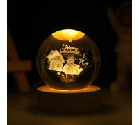 Generic 3D Galaxy Crystal Ball Night Light with Wooden Base, Moon Planets Ball Lamps for Birthday Christmas, Astronomy Space Presents for Boys Kids
