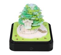 Generic 3D Memo Pad, 2026 Desk Calendar with LED Light, Hand Torn Paper Carving Art Tree House Design, Unique Weekly and Earth Calendar, Notepad Christmas Housewarming (Green)