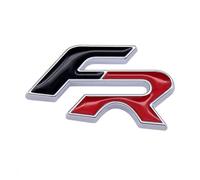 Generic 3D Metal Personalized Creativity FR Logo Letters Steering Wheel Sticker for Automotive Interior Sports Decoration(Black Red-Silver Border)