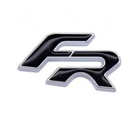 Generic 3D Metal Personalized Creativity FR Logo Letters Steering Wheel Sticker for Automotive Interior Sports Decoration(Black-Silver Border)