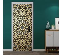 Generic 3D Muslim Door Sticker Mural Decal, PVC, Gold, Modern Design, Removable, Waterproof
