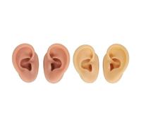 Generic 3D Silicone Ear Model for Jewelry Display Soft and Flexible Reusable Training Tool 2 Pairs (Dark Skin Color and Skin Color)