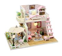 Generic 3D Wooden Miniature DIY Dollhouse Kit, Realistic Handmade Dollhouse with LED Lights, Ideal Birthday Children and Adults