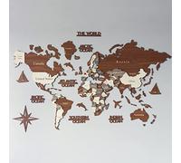 Generic 3D Wooden World Map, Multilayered, Wall Art, Home Decor, Travelers Gift, Rustic Style, L - 59"x35" | 150x90 cm, Mixed