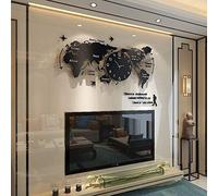 Generic 3D World Map Wall Clock Acrylic DIY, Beautiful Wall Art Big Decorative Clock For Living Room, Bedroom, Office - Unique Home Decor Piece